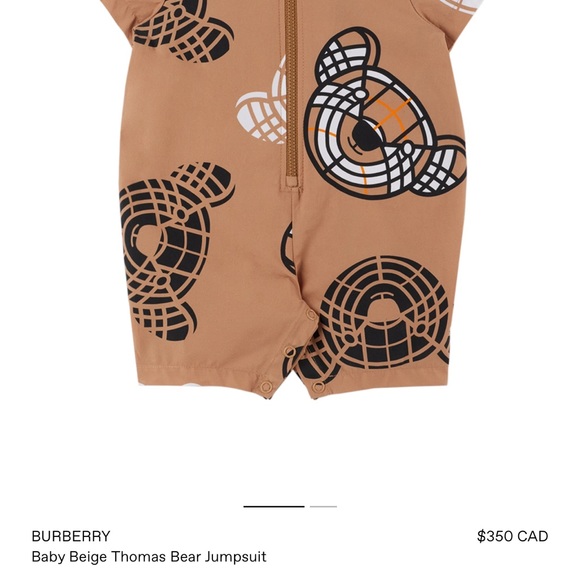 BNWT and Box BURBERRY Baby Beige Thomas Bear Jumpsuit - 6M - Picture 8 of 8